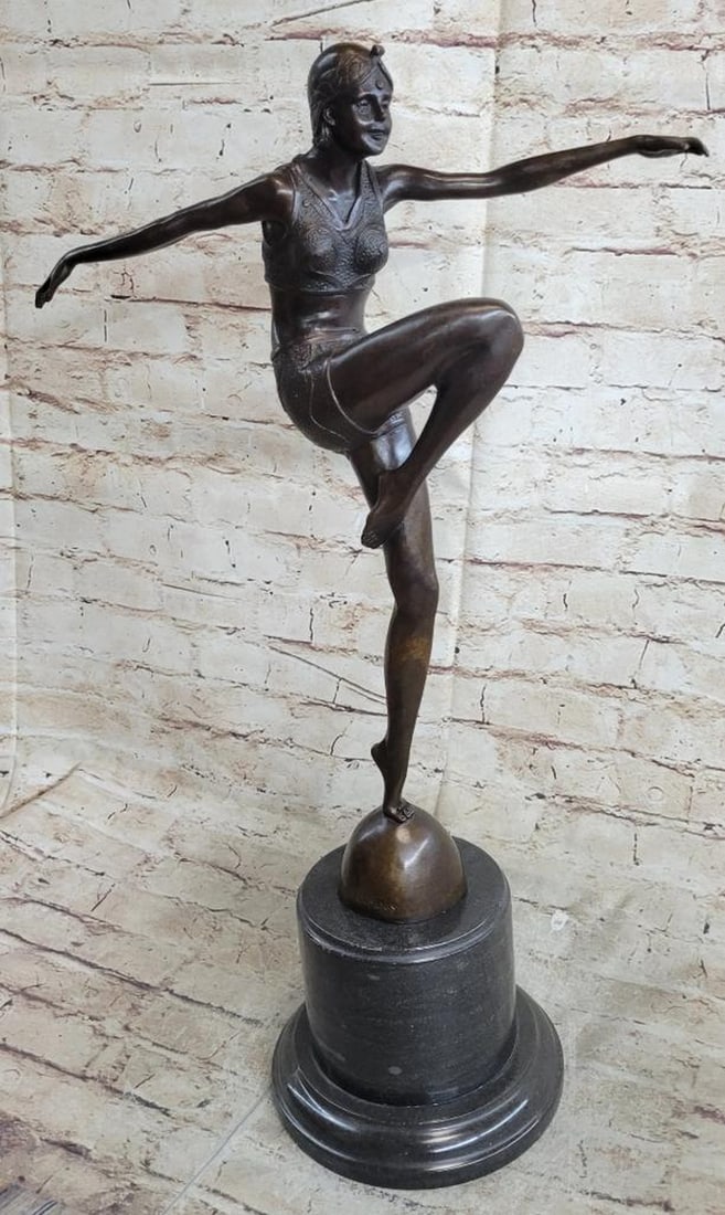 Art Deco Phoenician Dancing Lady Bronze Sculpture - 22" x 13": Art Deco Phoenician Dancing Lady Bronze Sculpture - 22" x 13" This is a fantastic quality bronze sculpture of an Art Deco dancing lady. This large heavy bronze is entitled 'Phoenician Danc