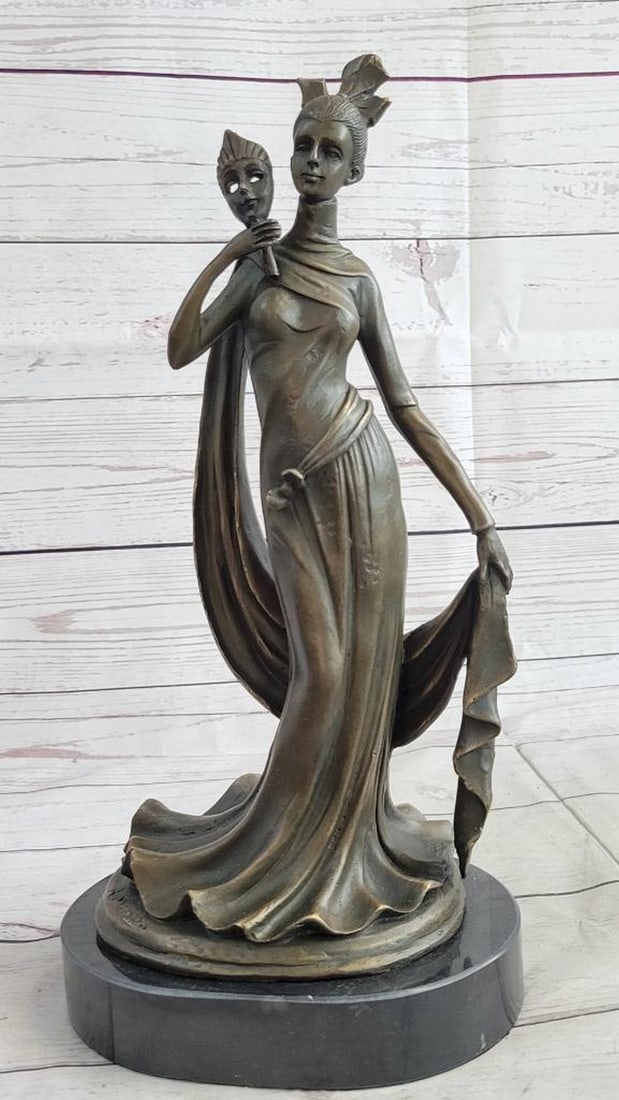 Elegant 1920's Woman Inspired Bronze Sculpture Signed by A. Moreau - 13.5" x 7": Elegant 1920's Woman Inspired Bronze Sculpture Signed by A. Moreau - 13.5" x 7" Elevate your home décor with this exquisite 1920's woman bronze sculpture by A. Moreau, perfect for add