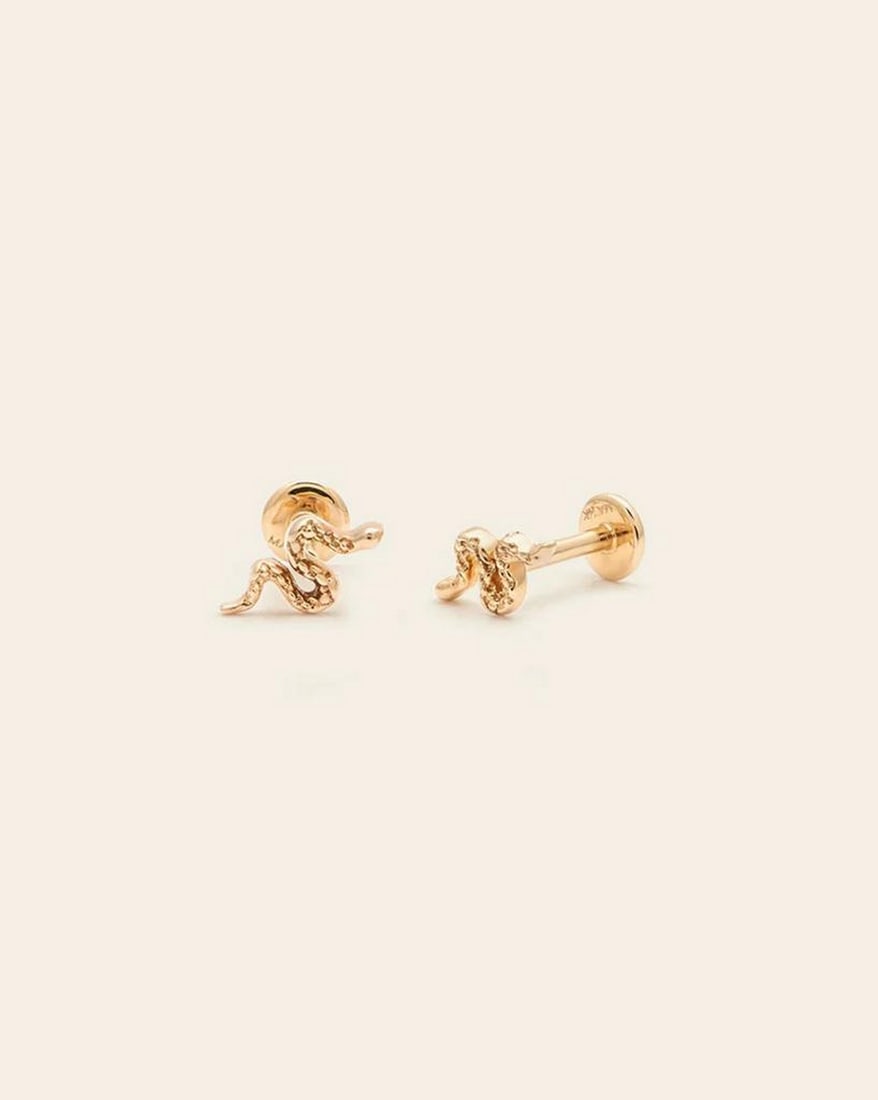 14k Solid Gold Women's Serpent Earrings (1 of 1)