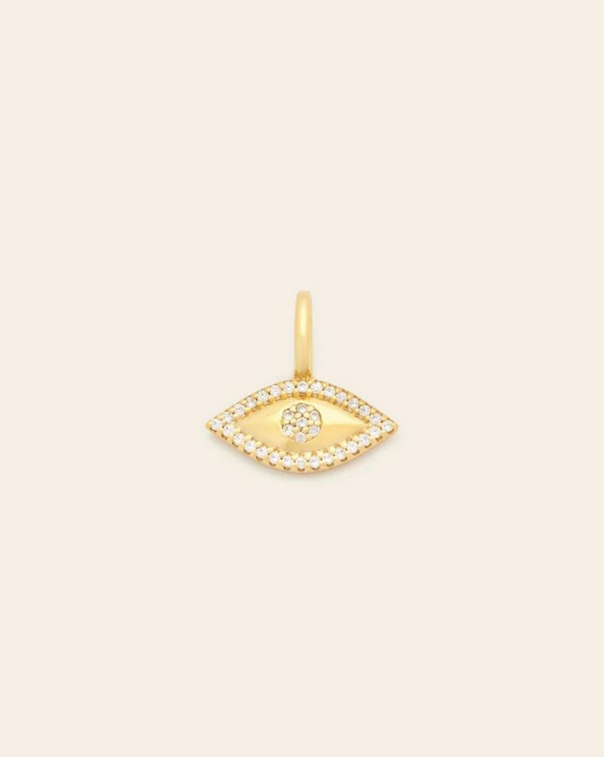14k Vermeil Gold Plated Women's Evil Eye Pendant: 14k Vermeil Gold Plated Women's Evil Eye Pendant This 14K vermeil gold-plated women's evil eye pendant combines modern design with protective symbolism. Featuring an intricately detailed evil