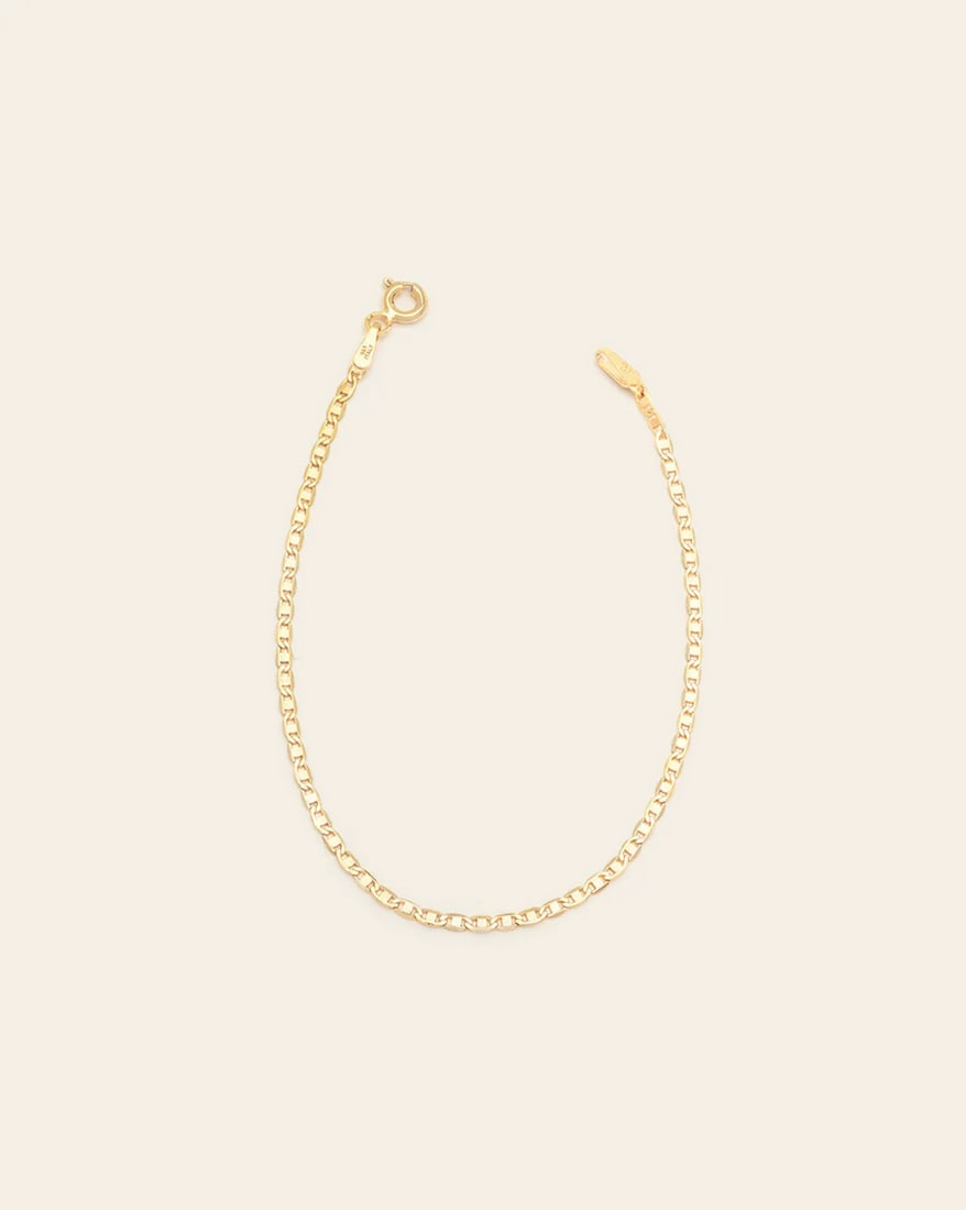14k Vermeil Gold Plated Flat Mariner Chain Women's Bracelet (1 of 1)