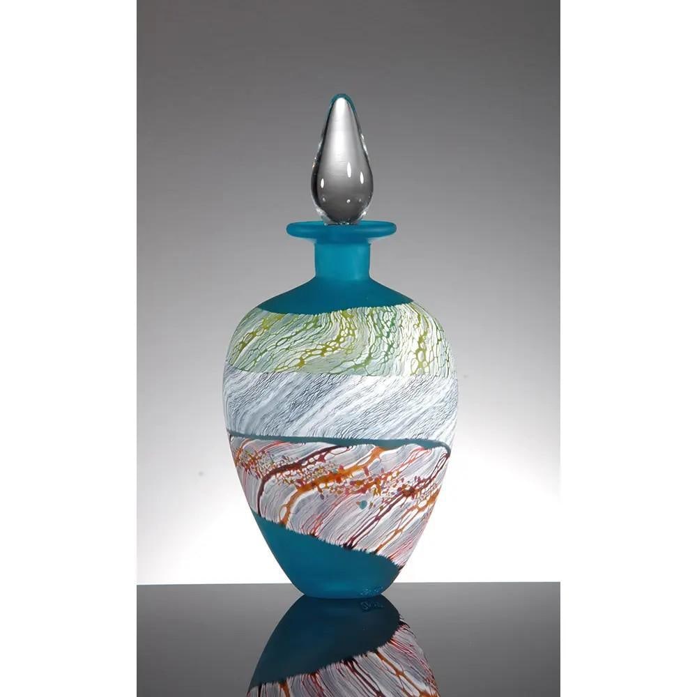 Sea Shore Flint Round Perfume Bottle by Thomas Petit: Sea Shore Flint Round Perfume Bottle by Thomas Petit Exquisite perfume bottle by Thomas Petit, showcasing a breathtaking blend of colors and a perfectly fitting teardrop stopper atop an elegant neck.