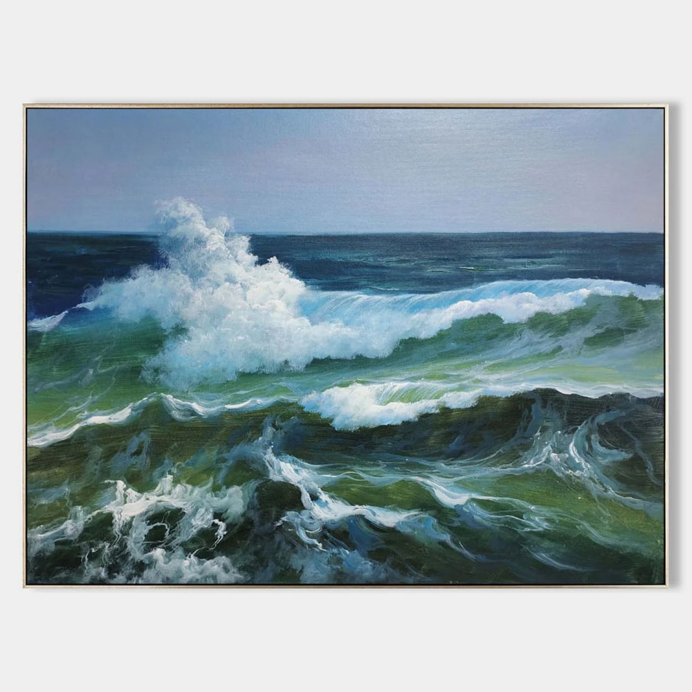 The Dark Blue Sea Hyperrealism Oil Canvas Painting: The Dark Blue Sea Hyperrealism Oil Canvas Painting Immerse yourself in the captivating beauty of The Dark Blue Sea hyperrealism oil canvas painting. This meticulously detailed artwork captures the ess