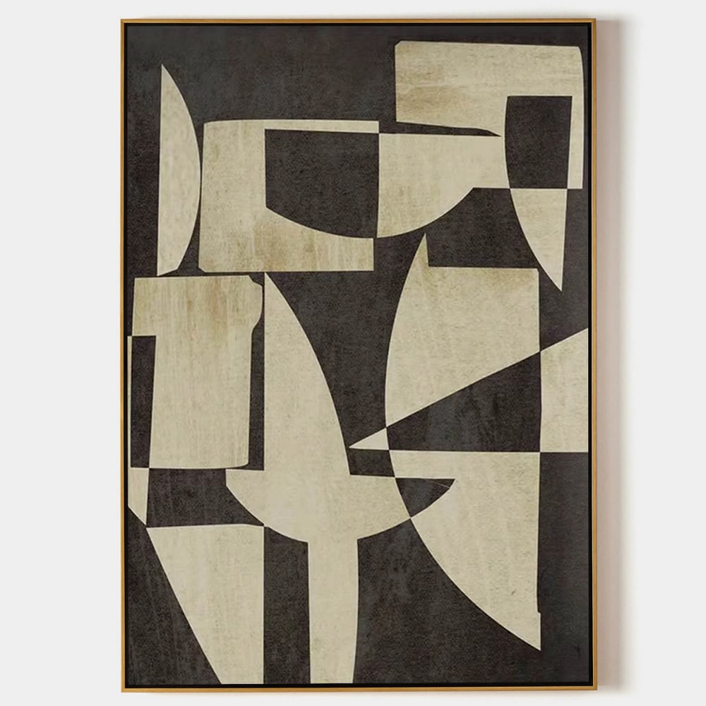 Black & Beige Minimalist Wasabi-Sabi Inspired Wall Art Canvas Painting (1 of 4)