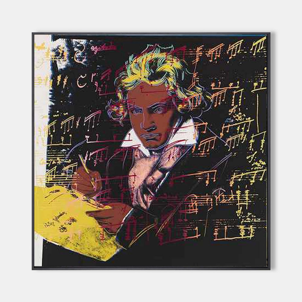 Beethoven Pop Art Portrait Andy Warhol Inspired Canvas Painting: Beethoven Pop Art Portrait Andy Warhol Inspired Canvas Painting The Beethoven Pop Art Portrait canvas painting, inspired by Andy Warhol, brings a modern twist to the classical composer. Bold colors an