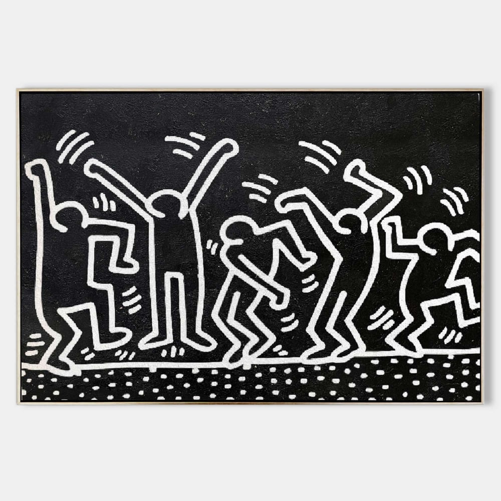 Dance Party Keith Haring Inspired Pop Art Canvas Painting (1 of 3)