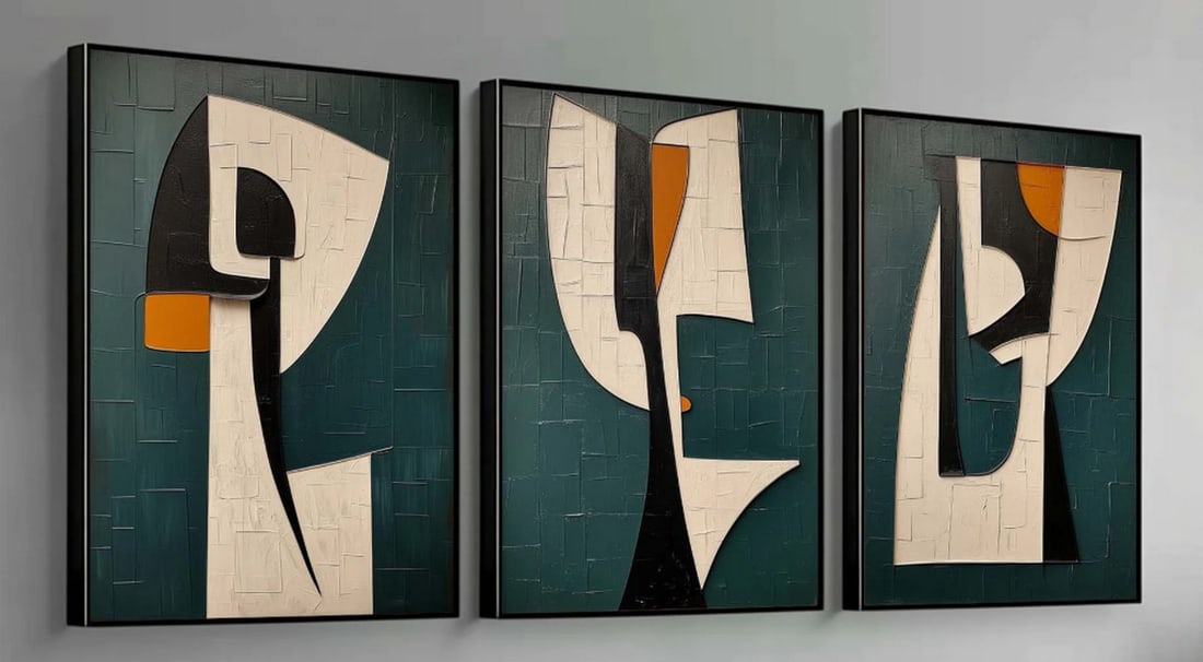 Set of 3 Abstract Plaster Art Paintings (1 of 4)