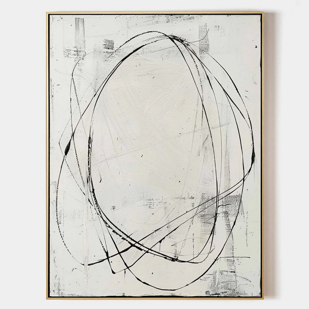 White Contemporary Minimalist Canvas Art Oil Painting (1 of 3)