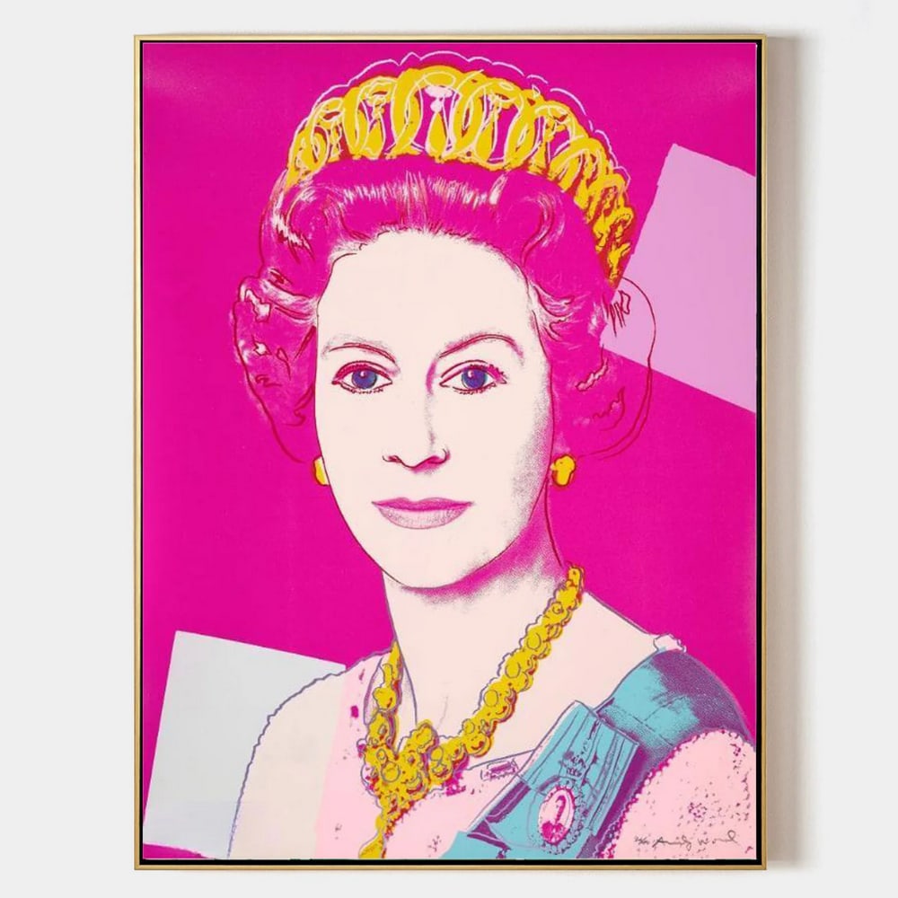 Queen Elizabeth II Portrait Andy Warhol Inspired Pop Art Canvas Painting: Queen Elizabeth II Portrait Andy Warhol Inspired Pop Art Canvas Painting Celebrate the legacy of Queen Elizabeth II with this striking pop art canvas inspired by Andy Warhol’s iconic style. Bold, vi