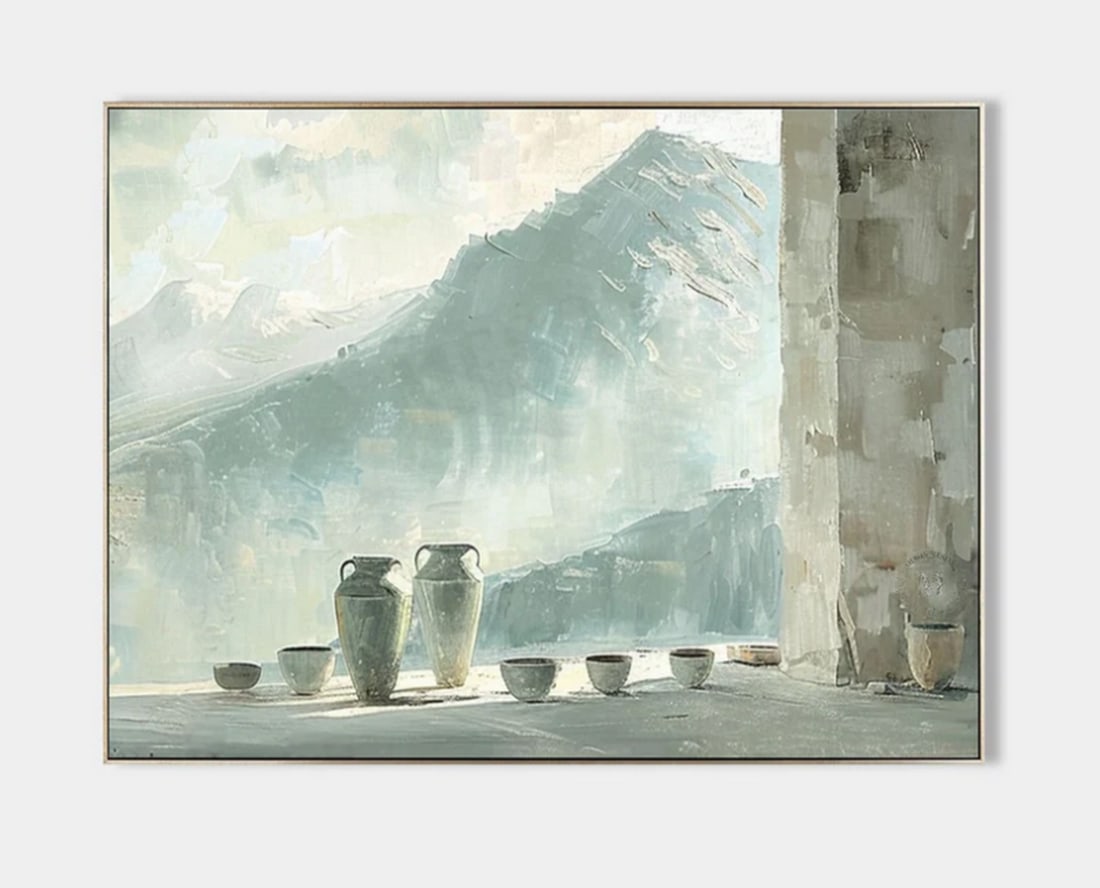 "Serenity in Still Life" Minimalist Canvas Painting (1 of 3)