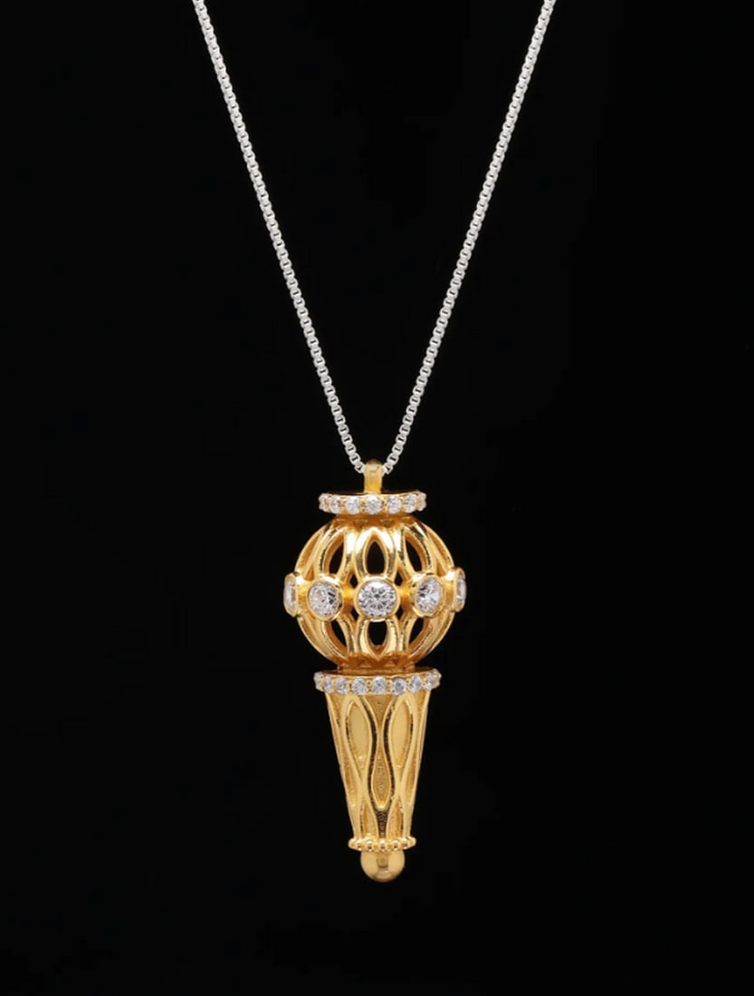 Lord Hanuman Weapon Mace (Gada) Pendant with Cubic Zirco (1 of 2)