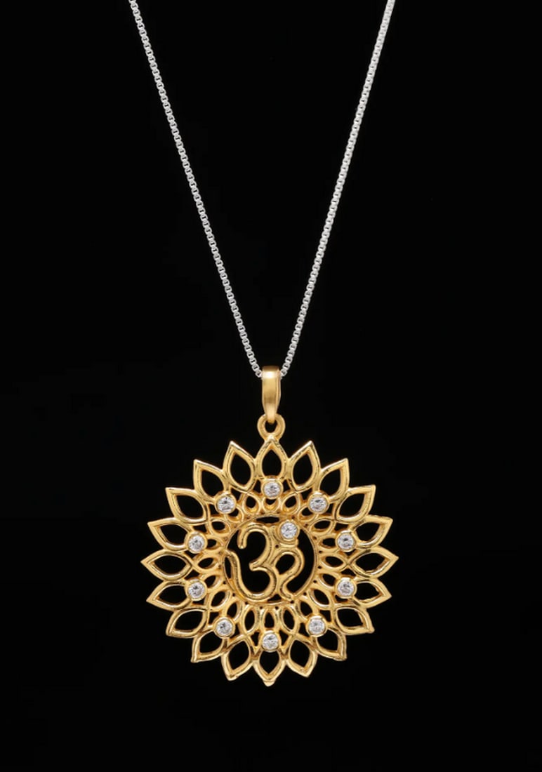 Sterling Silver Om Mandala Pendant with Cubic Zirconia (1 of 2)