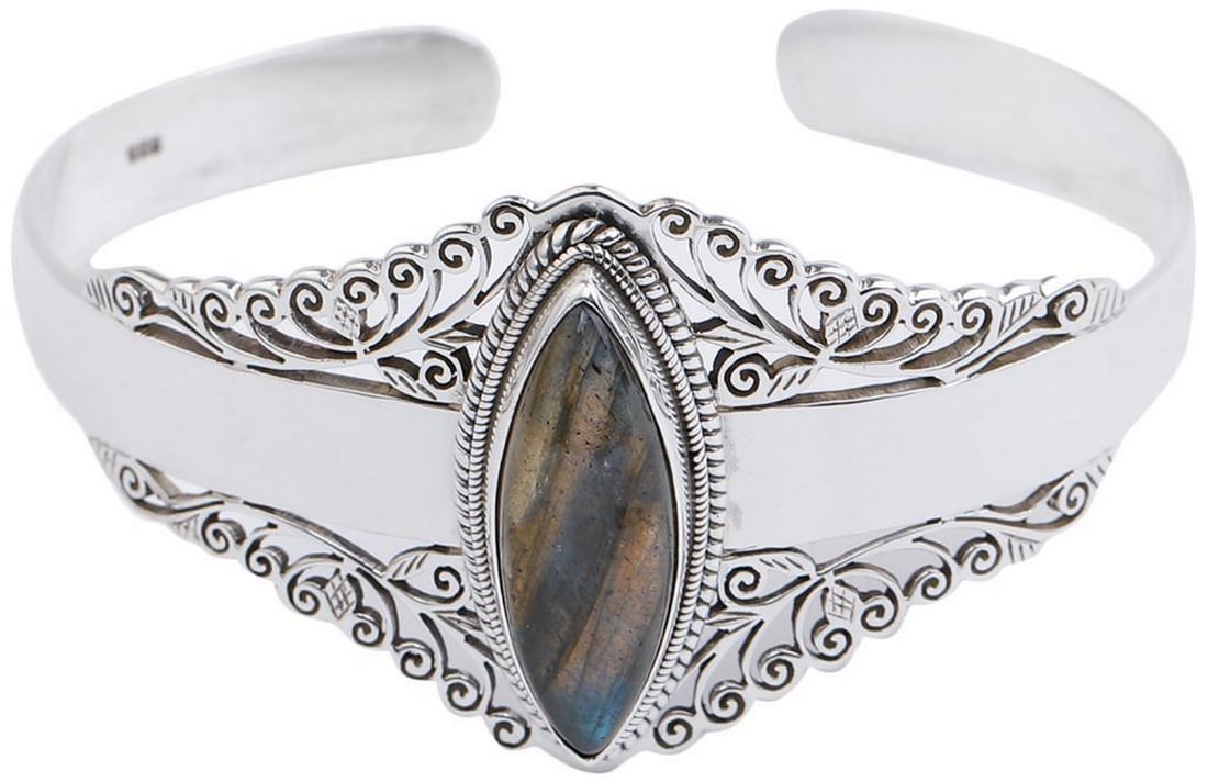 Marquise Cut Labradorite Cuff Bracelet (Adjustable Size) (1 of 3)