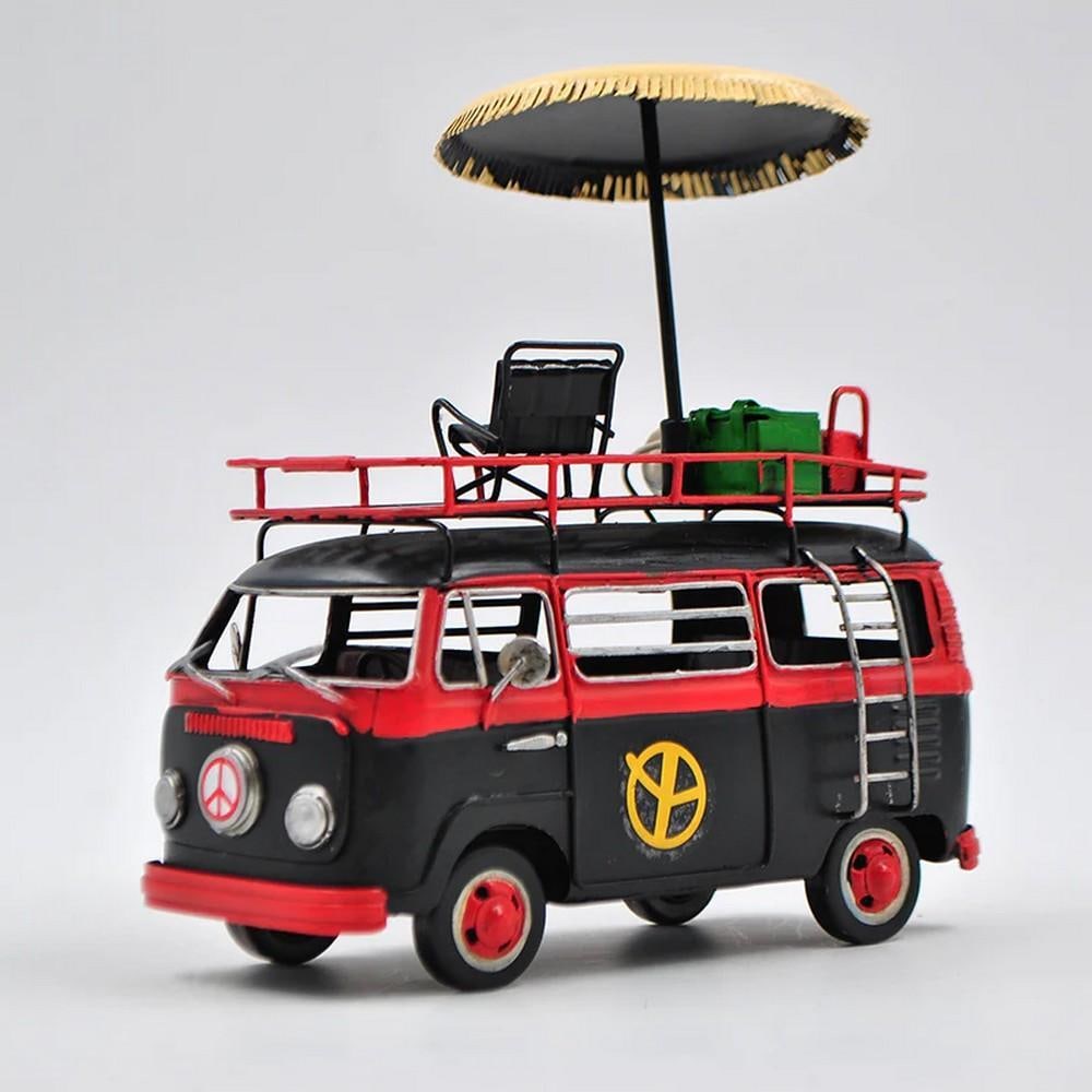 Jayland Two-Tone Classic VW Bus 1/24 Diecast Microbus - Black & Red (1 of 4)