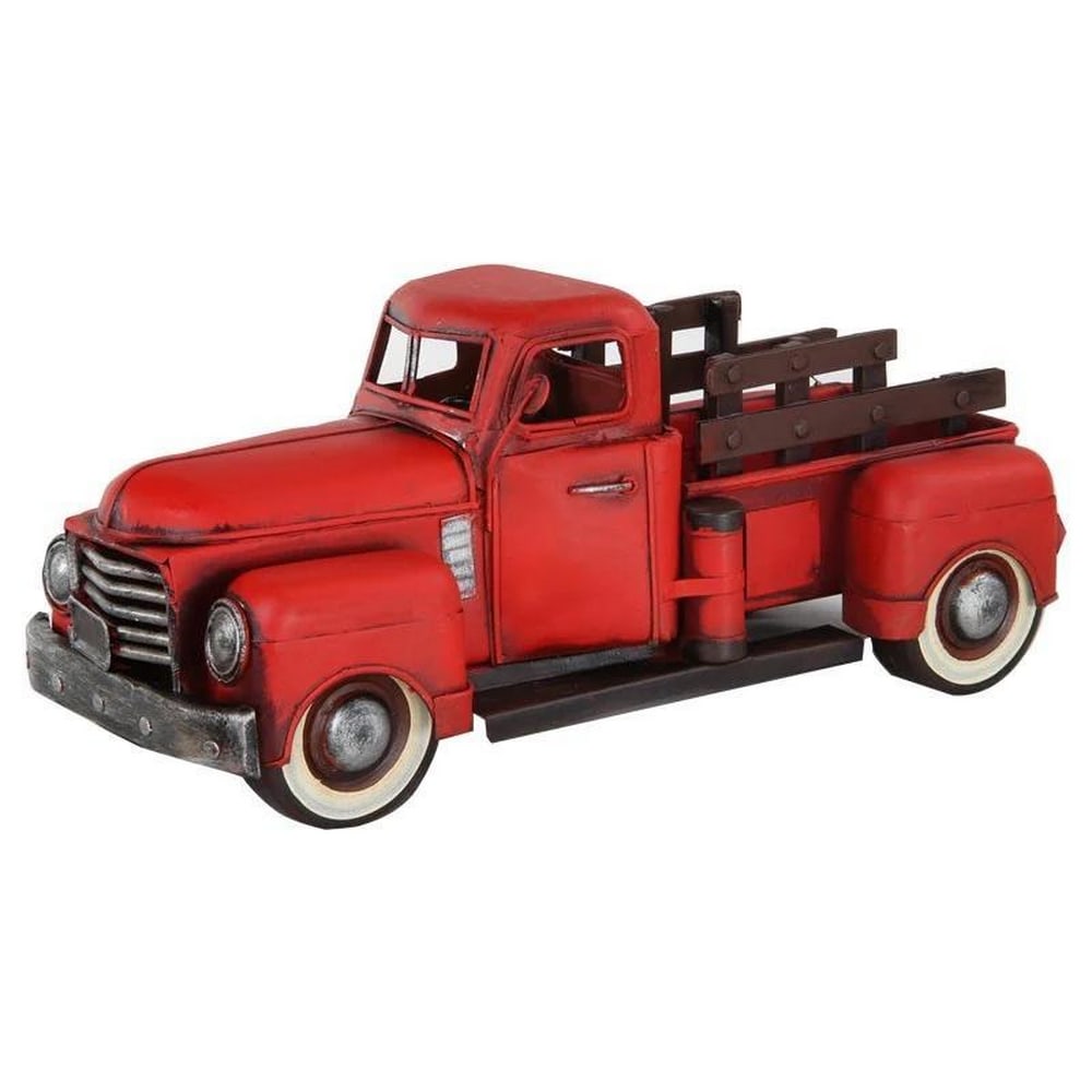 1950 Red GMC Pickup Series FC101 Die Cast Figurine: 1950 Red GMC Pickup Series FC101 Die Cast Figurine Beautifully handmade and so each piece is a unique collectible and show piece for your home! Total Dimensions: Height 5" x Width 13"