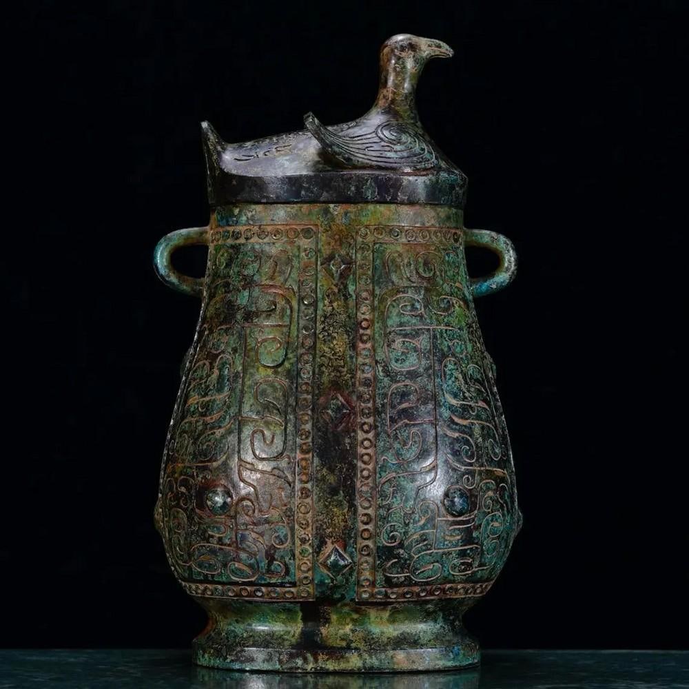 Antique Chinese Bronze Flat Bottle Ornament (1 of 8)