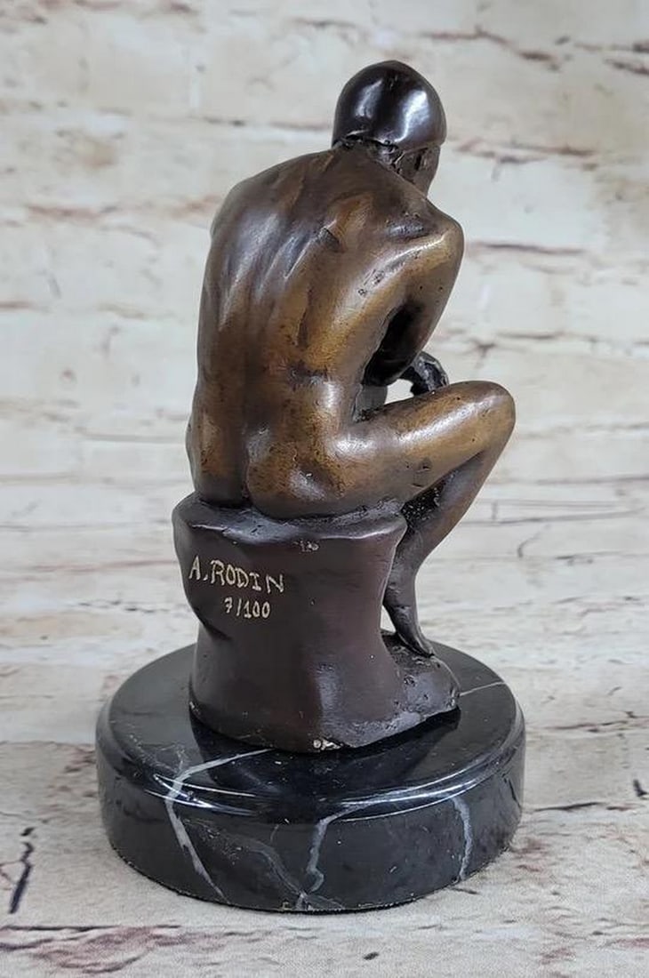 The Thinking Man Inspired Bronze Statue - 6" x 4" - 2