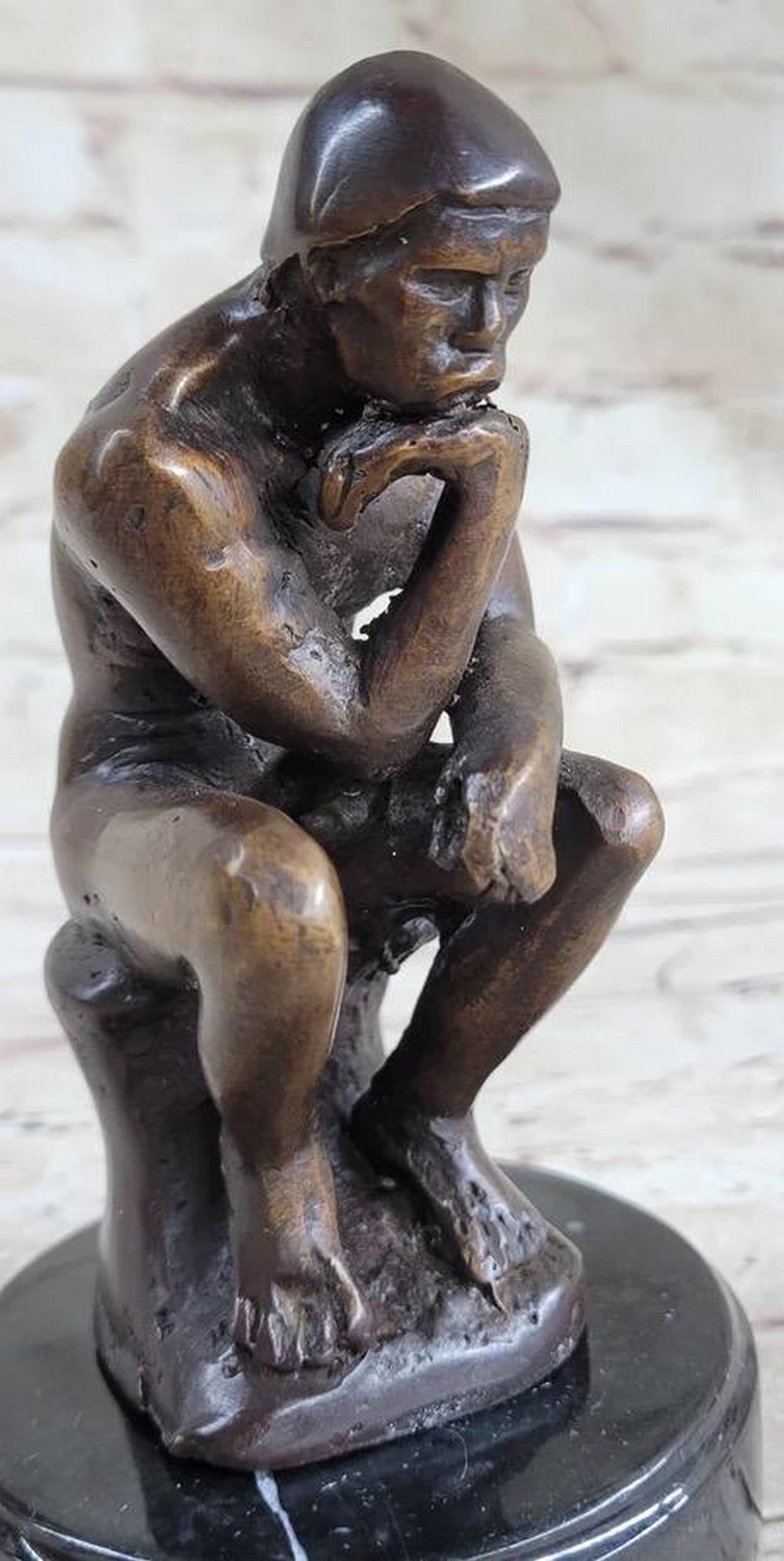The Thinking Man Inspired Bronze Statue - 6" x 4" - 4