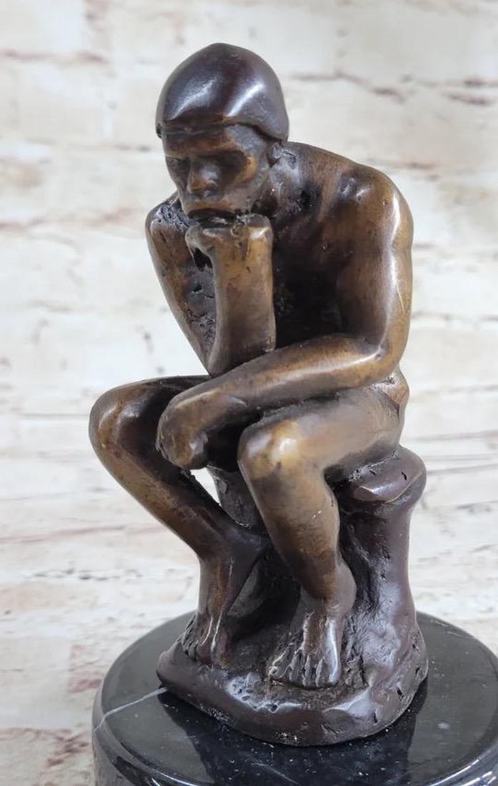 The Thinking Man Inspired Bronze Statue - 6" x 4" - 5