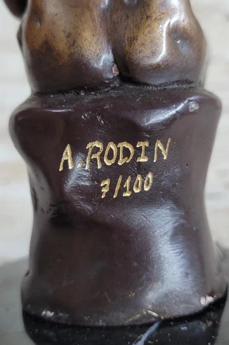 The Thinking Man Inspired Bronze Statue - 6" x 4" - 6