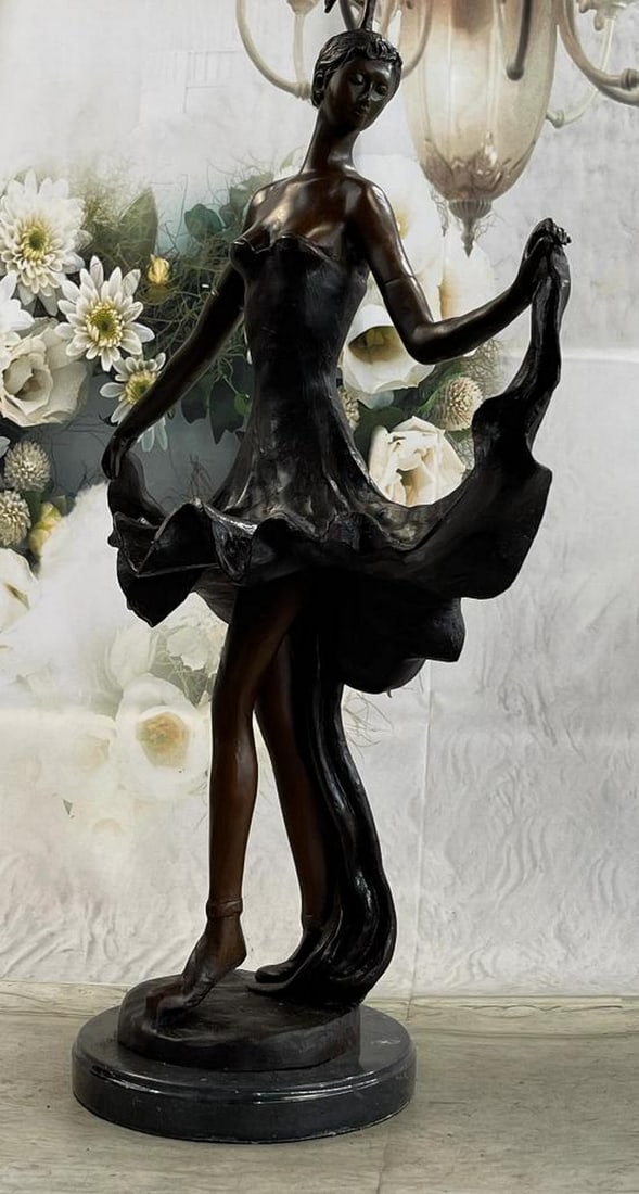 Dancer" by Dimitri Chiparus Inspired Bronze Sculpture - 24" x 14: "Dancer" by Dimitri Chiparus Inspired Bronze Sculpture - 24" x 14" Experience the elegance and allure of "Dancer" by Dimitri Chiparus, an exquisite bronze sculpture perfect for