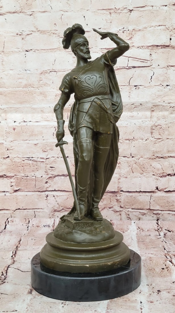 Spanish Conquistador Inspired Bronze Statue - 17" x 8": Spanish Conquistador Inspired Bronze Statue - 17" x 8" This meticulously crafted bronze statue honors the bold and adventurous spirit of the Spanish Conquistadors, capturing their historical s
