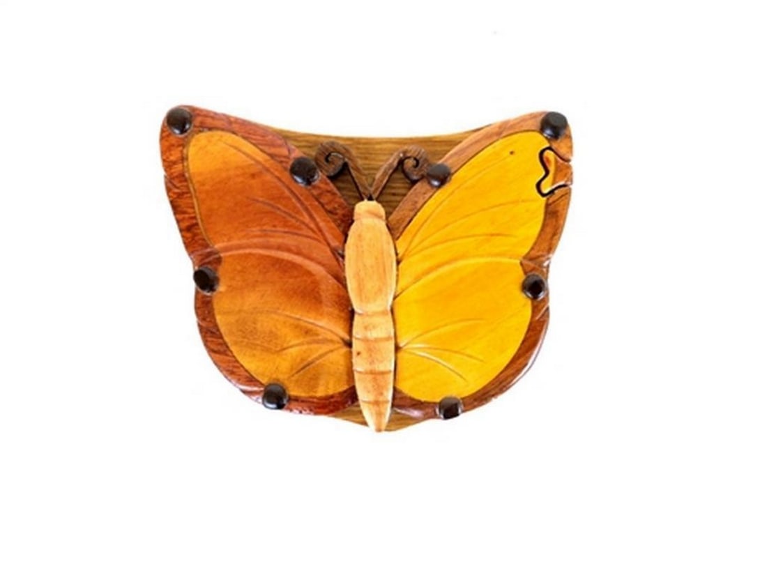 Mahogany Butterfly Keepsake Box: Mahogany Butterfly Keepsake Box This keepsake box is crafted from mahogany wood and features a butterfly design on the exterior. The box is designed for storing small items such as jewelry or