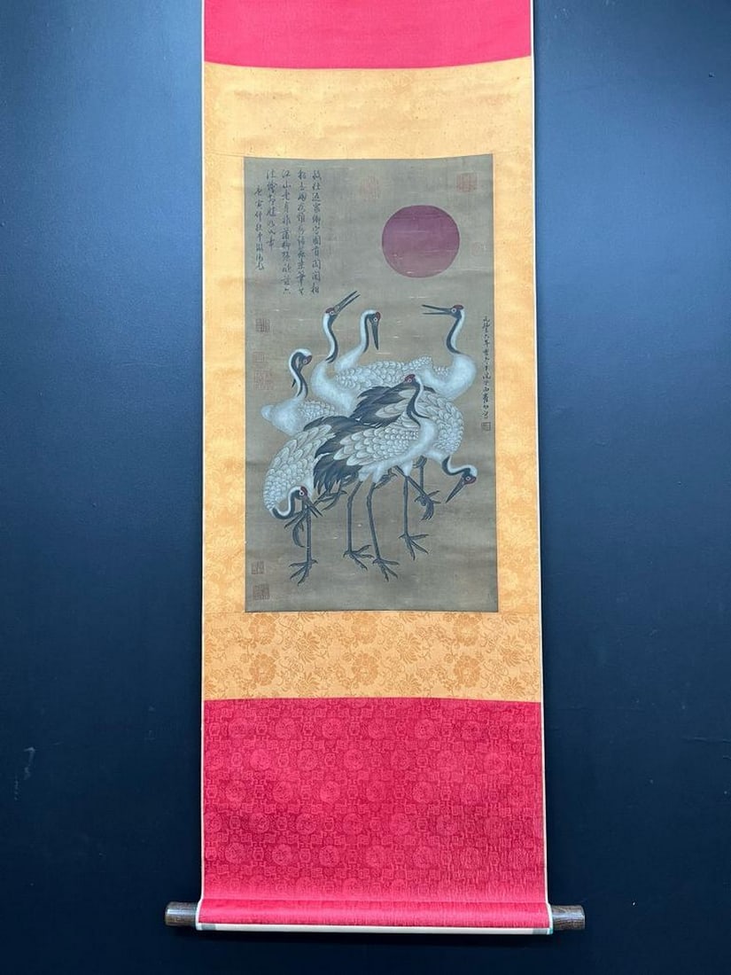 Inspired Chinese Brush Handpainting on Silk Scroll Bearing the Mark of Cui Bai (1 of 9)