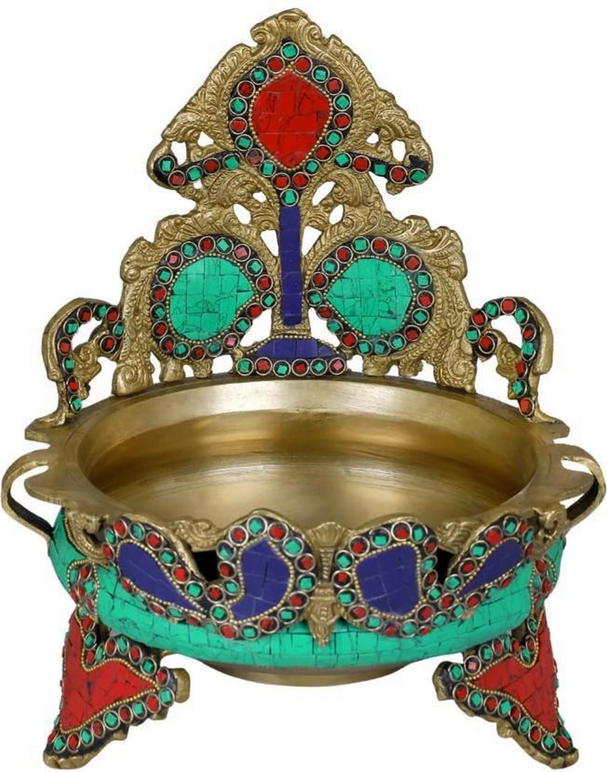 Beautifully Crafted Brass Urli with Traditional Inlay Work (1 of 2)