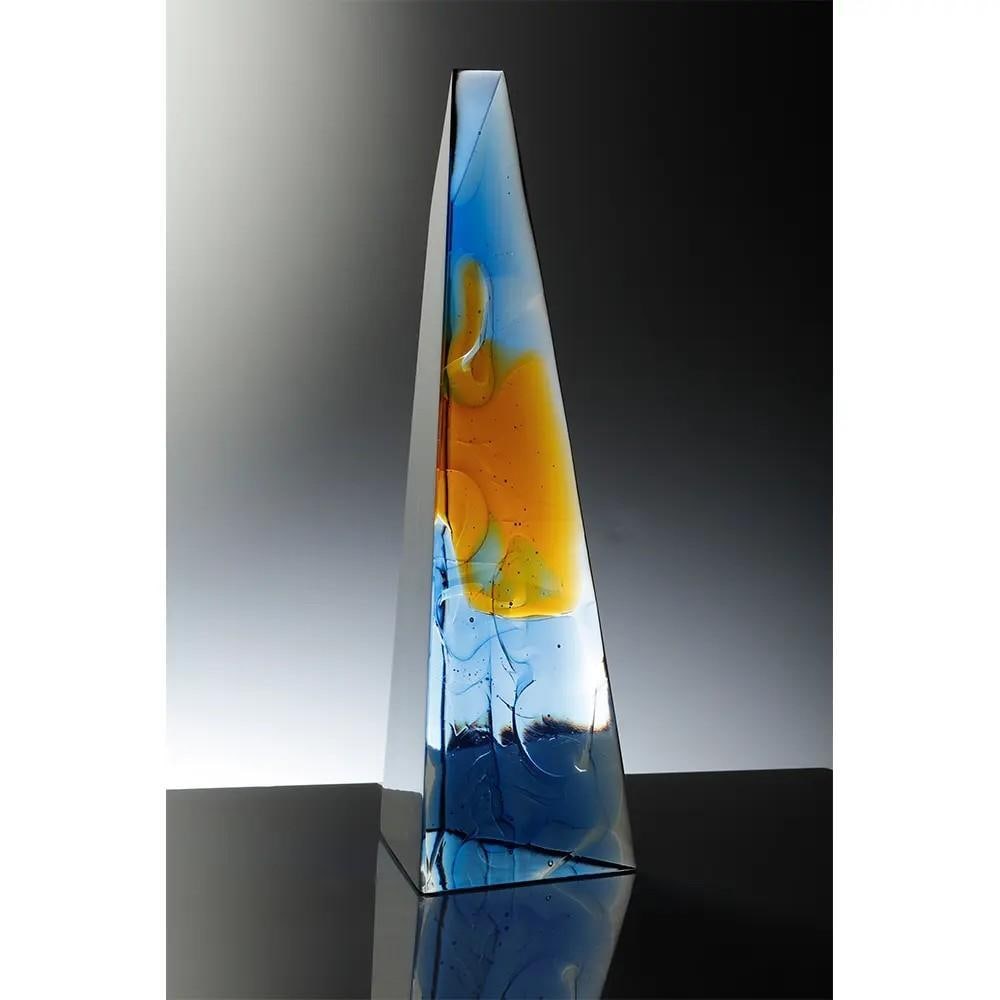 Vibrant Glass Sculpture 'On Ice' by Sandra Balmer: Vibrant Glass Sculpture 'On Ice' by Sandra Balmer 'On Ice' is a distinctive free-standing glass sculpture by the talented Sandra Balmer. The colors, shapes, and movement within the piece shift with ev