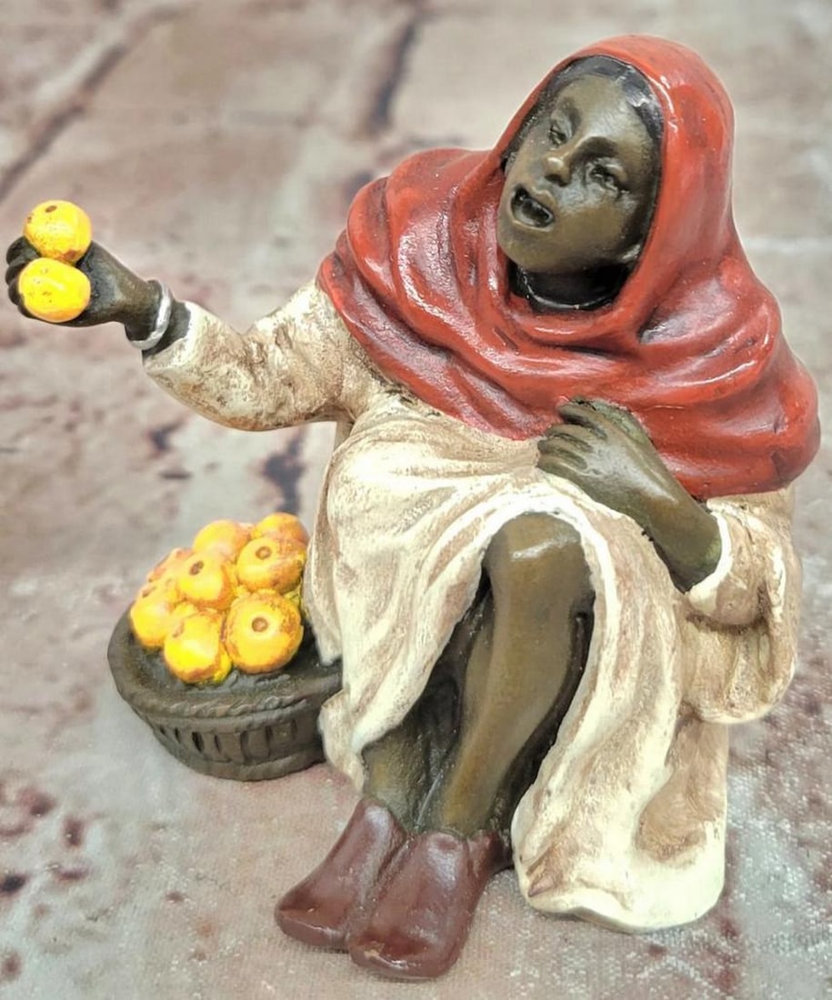 Fruit Seller Vienna Bronze Sculpture after Franz Bergman - 3" x 3" (1 of 5)