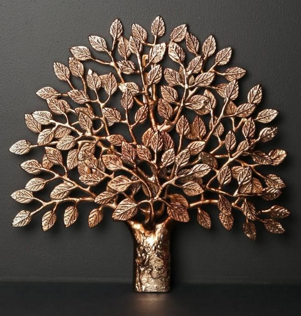 12" Brass Tree of Life Wall Hanging: 12" Brass Tree of Life Wall Hanging This golden shine masterpiece is crafted of pure brass, a metal recognized for its durability. This creation is a poetry in itself, inspired by a vigorous tree 