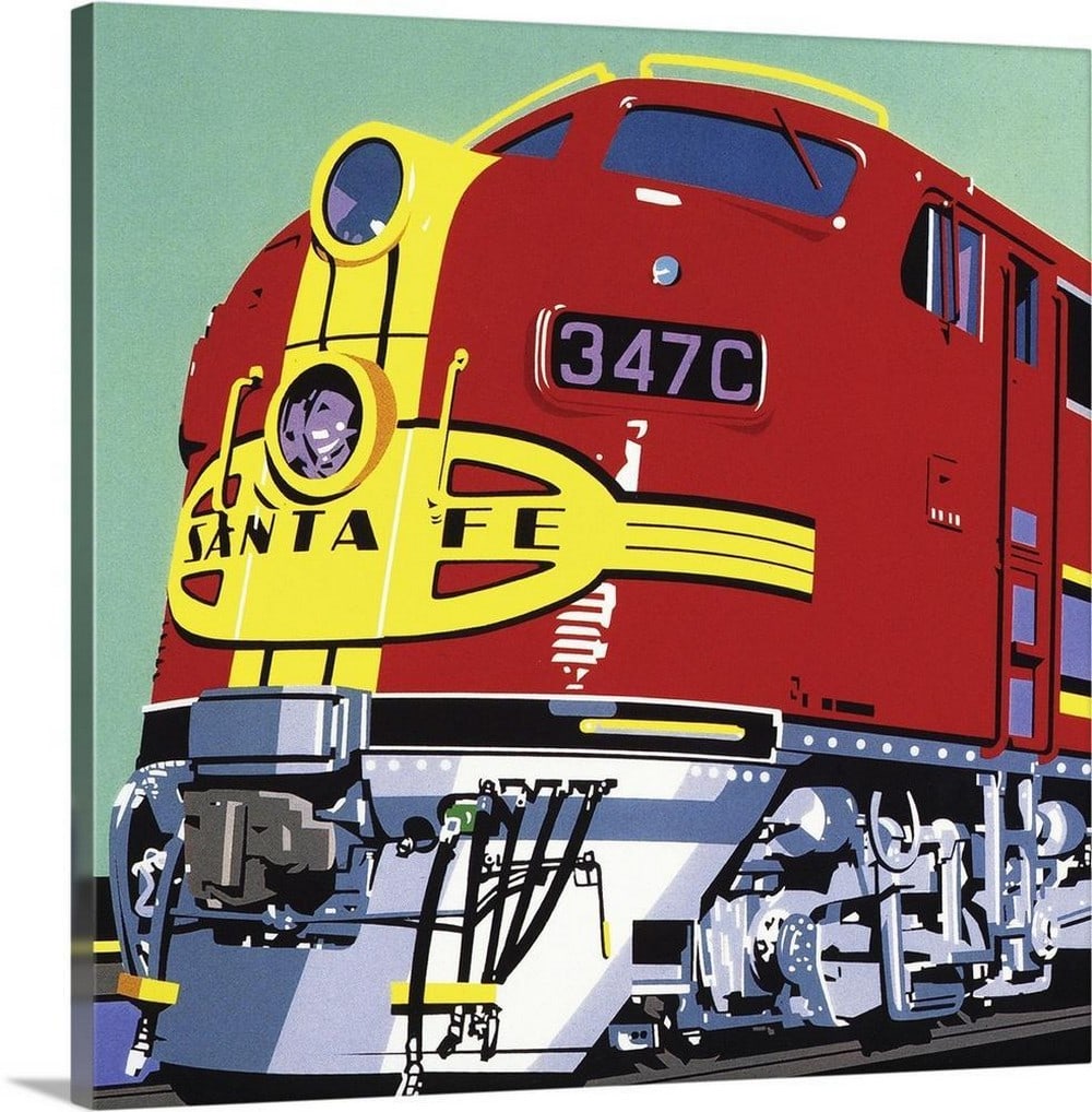 Santa Fe - Retro Train Engine Canvas Reproduction (1 of 2)
