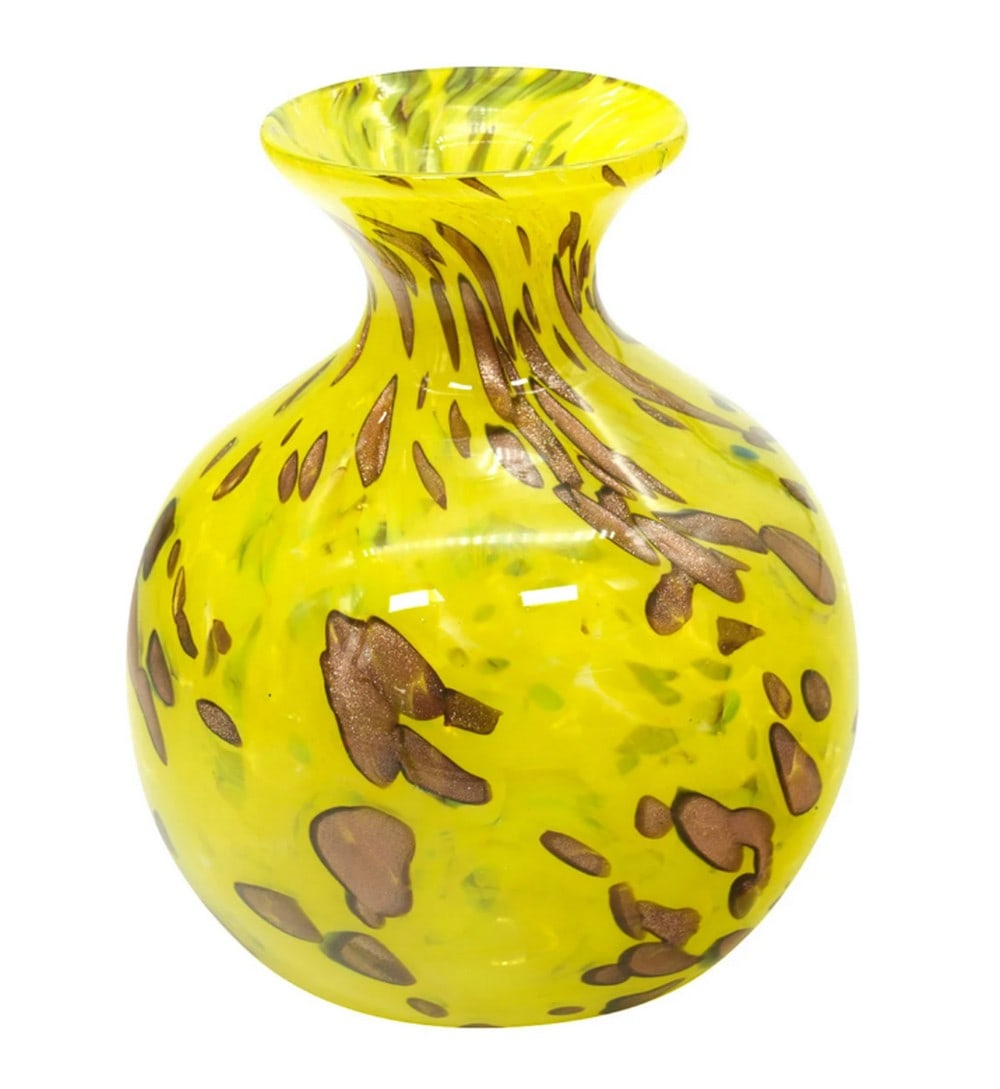 Murano Glass Yellow Avventurina Vase (1 of 3)