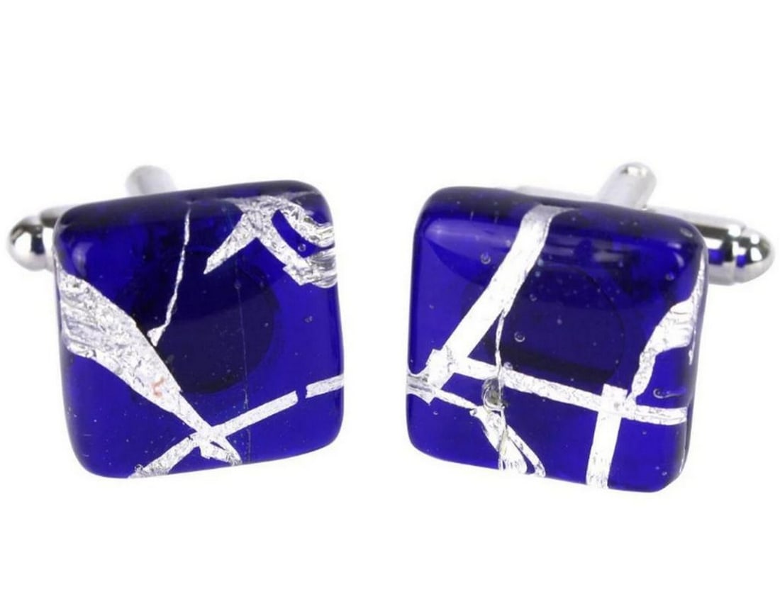 Murano Glass Men's Deep Blue Cuff Links (1 of 3)