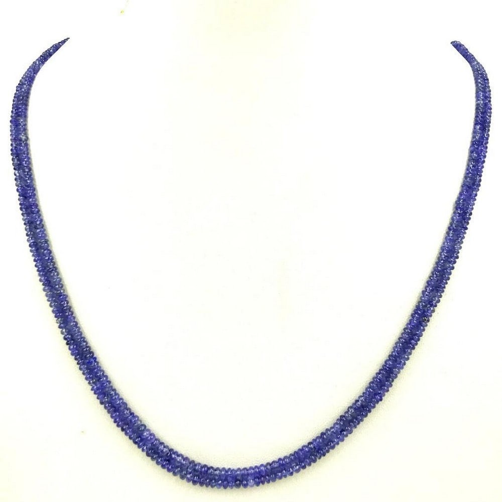 Sapphire Beads Double Line Necklace: Sapphire Beads Double Line Necklace Immerse yourself in the refined beauty of our Sapphire Plain Beads, a collection showcasing beads with diameters ranging from 2.4 to 3.4 mm. The deep, alluring