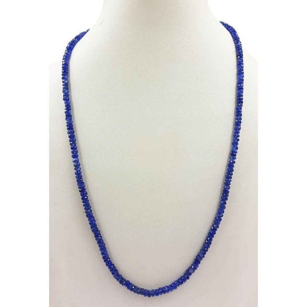 4mm Blue Sapphire Bead String Necklace: 4mm Blue Sapphire Bead String Necklace Gemstone Diameter: 4.0mm - 4.2mm Length of Necklace: 46cm Weight in Carats: 89.46 View Photos For Further Details.