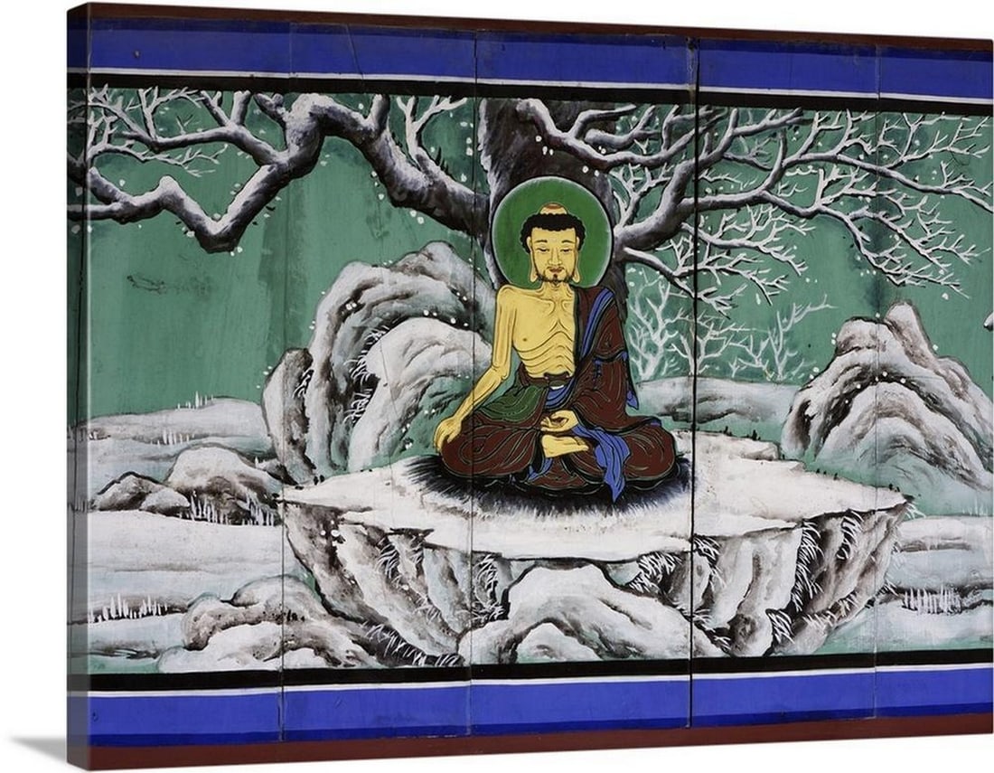 Painted Buddha Decoration Canvas Reproduction: Painted Buddha Decoration Canvas Reproduction Size: Width: 24 inches, Height: 18 inches View photos for further details.