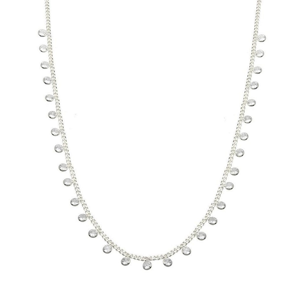 STERLING SILVER RHODIUM PLATED AUSTRIAN CRYSTAL DANGLE NECKLACE 16+2'' (1 of 1)