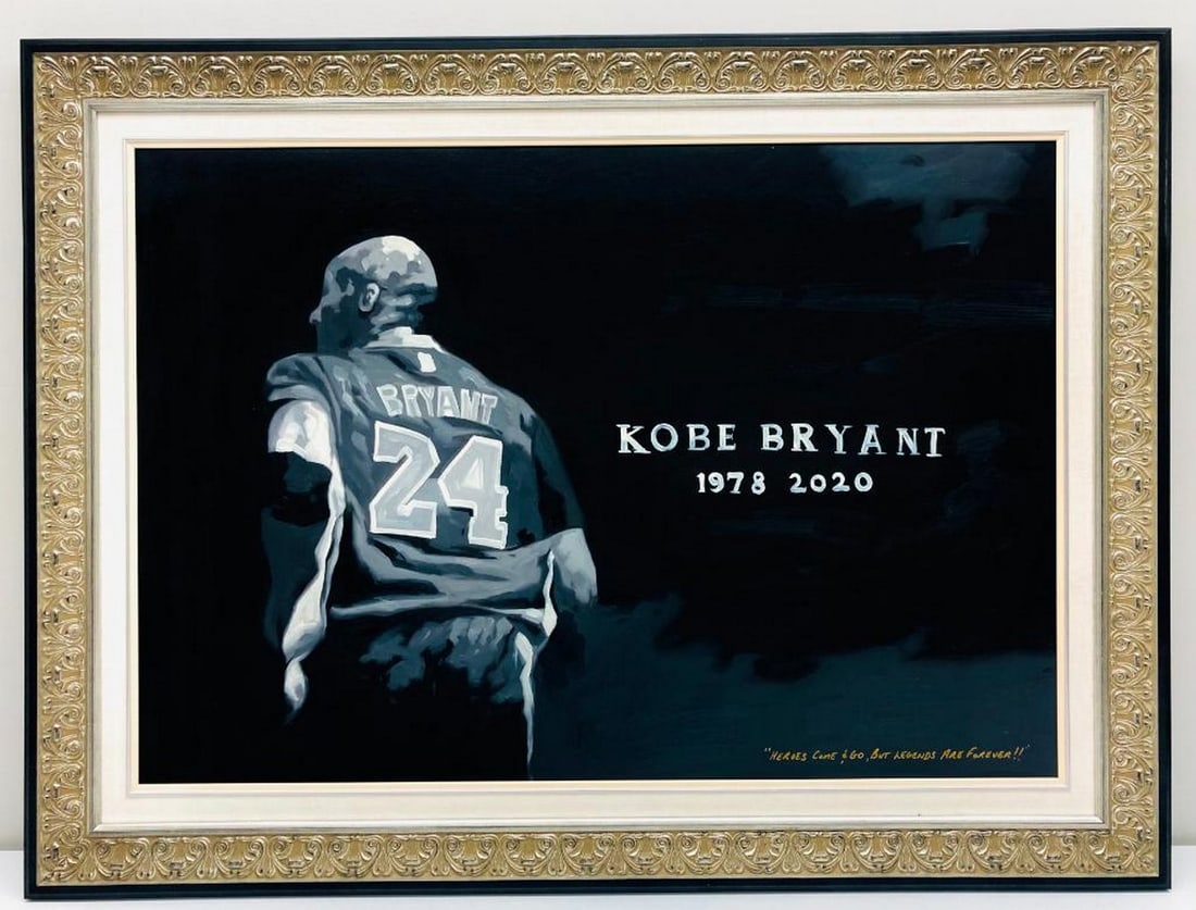 Authentic Kobe Bryant ''Legends Are Forever'' Original Acrylic Oil Painting On Canvas - Silver (1 of 6)