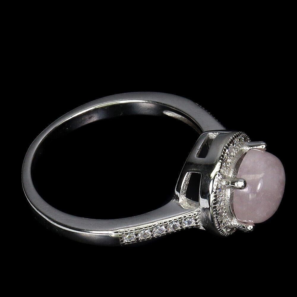 Round Pretty Pink Morganite CZ Ring - Size 7 - 3