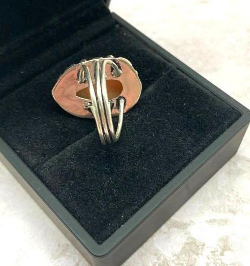 Orange Amazonite Pear Shape Gemstone Ring – Size 8.5 (1 of 4)