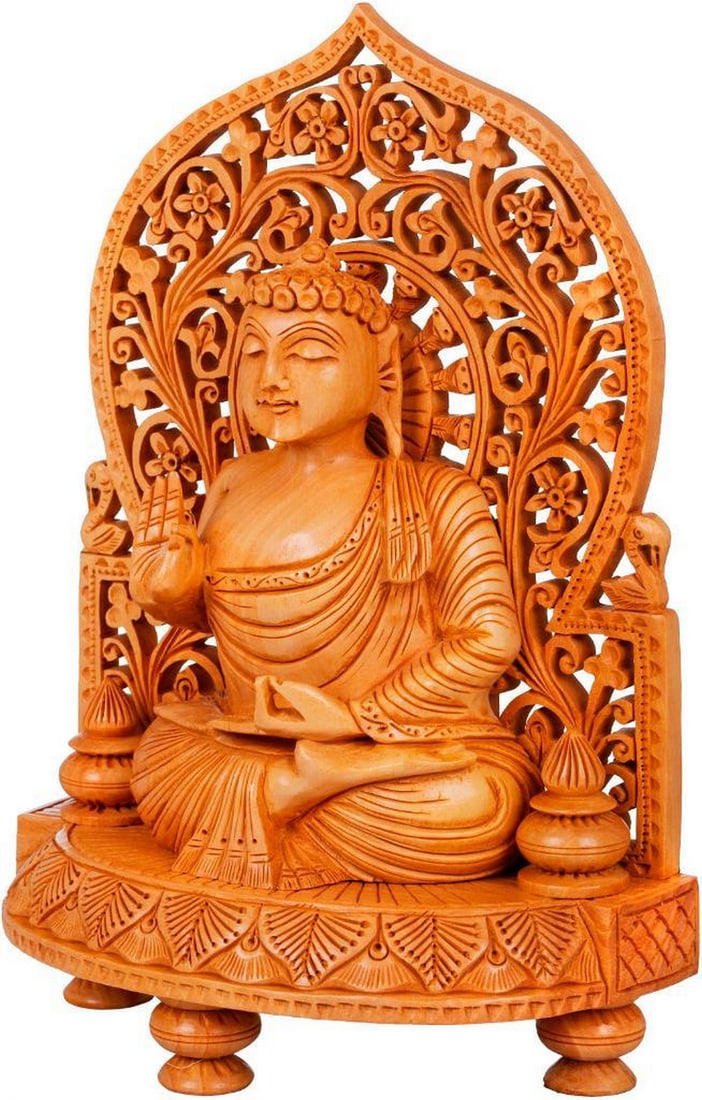 8.6" Dhyani Buddha Wooden Statue - 2