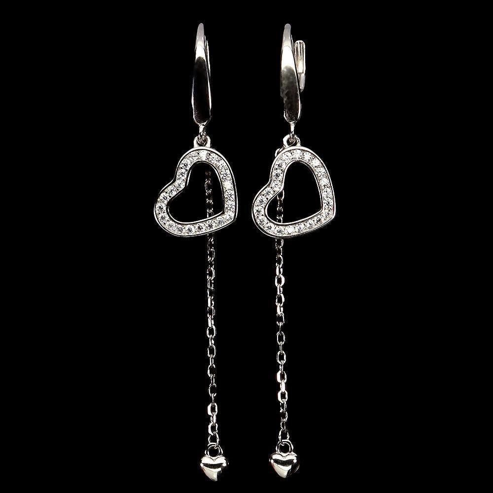 White Round Simulated CZ Hearts 925 Sterling Silver Jewelry Earrings: White Round Simulated CZ Hearts 925 Sterling Silver Jewelry Earrings Add a touch of romance to your look with these exquisite earrings. Featuring sparkling white round simulated cubic zirconia hearts
