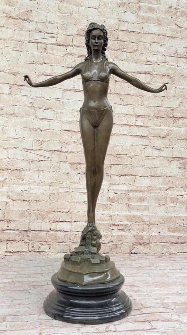 Exquisite "Gorgeous Woman Diver" Bronze Sculpture Inspired by Chiparus (1 of 6)