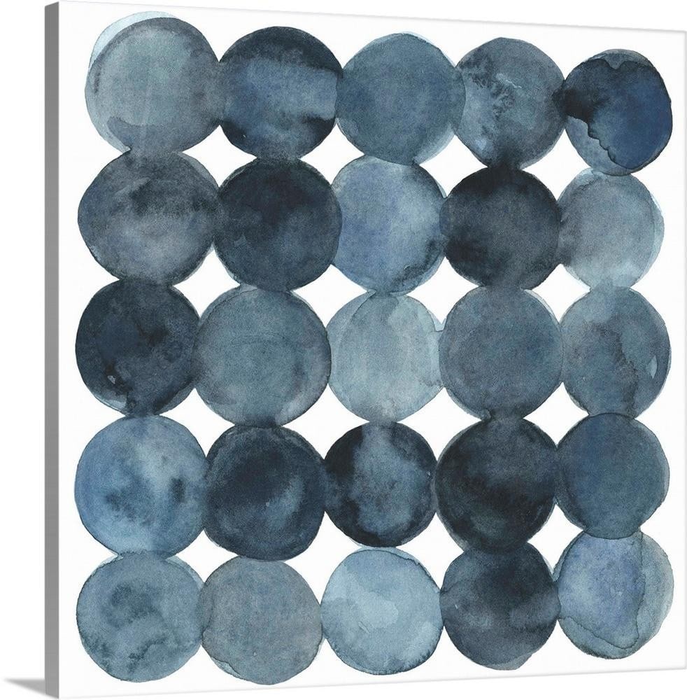 'Blue Grey Density II'' Canvas Reproduction by Emma Scarvey: x34 Blue Grey Density IIx34 Canvas Reproduction by Emma Scarvey Dot-patterned abstract watercolor painting of blue-gray tones. About the Artist: Emma Scarvey's signature style is storytelling with a b