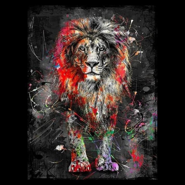Nordic Majesty The Lions Roar: Nordic Majesty: The Lions Roar A stunning picture that captures the essence of strength and beauty through a vibrant interpretation of the lion. This artwork blends bold colorful strokes with intricat