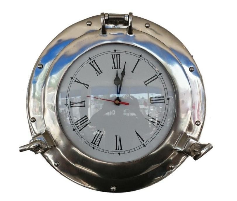 12'' Deluxe Chrome Porthole Clock (1 of 3)