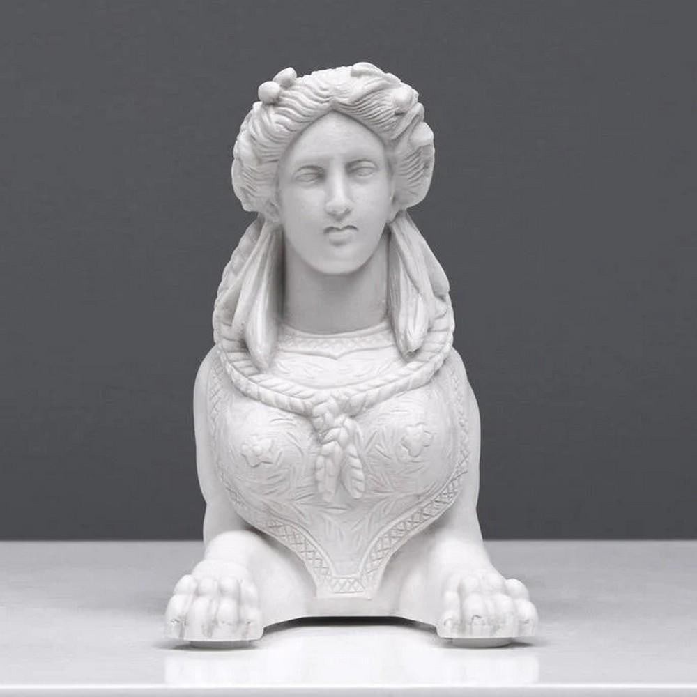 French Sphinx Statue - Small Carrara Marble Cast - (1.5lbs) (1 of 5)
