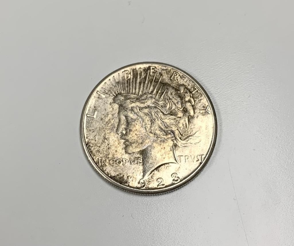 1923 S USA Peace Morgan Dollar: 1923 S USA Peace Morgan Dollar. Issued from 1921-1935, the Peace dollar is the only U.S. silver dollar minted to commemorate US peace. This 90%-silver coin was created by the prestigious San Francisco
